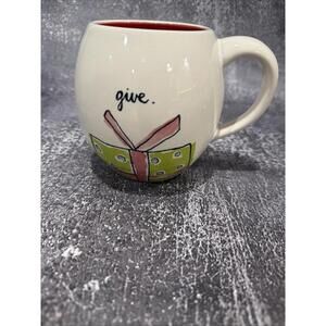 Rae Dunn Give Present Mug Red Inside Barrel Mug *